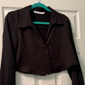 Zara Women's Black Button Down Shirt